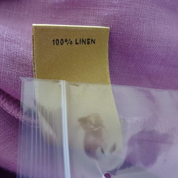 Investments Linen Blouse Top Women's 14W Purple Roll Tab Sleeves - Picture 9 of 9